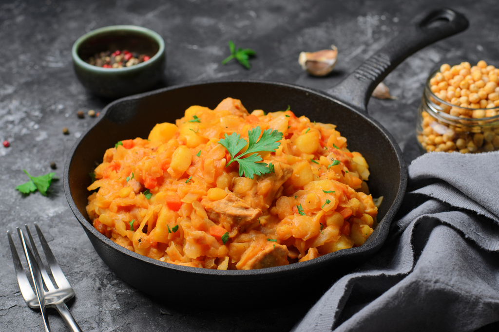 Ricetta stufato di maiale con mele e lenticchie